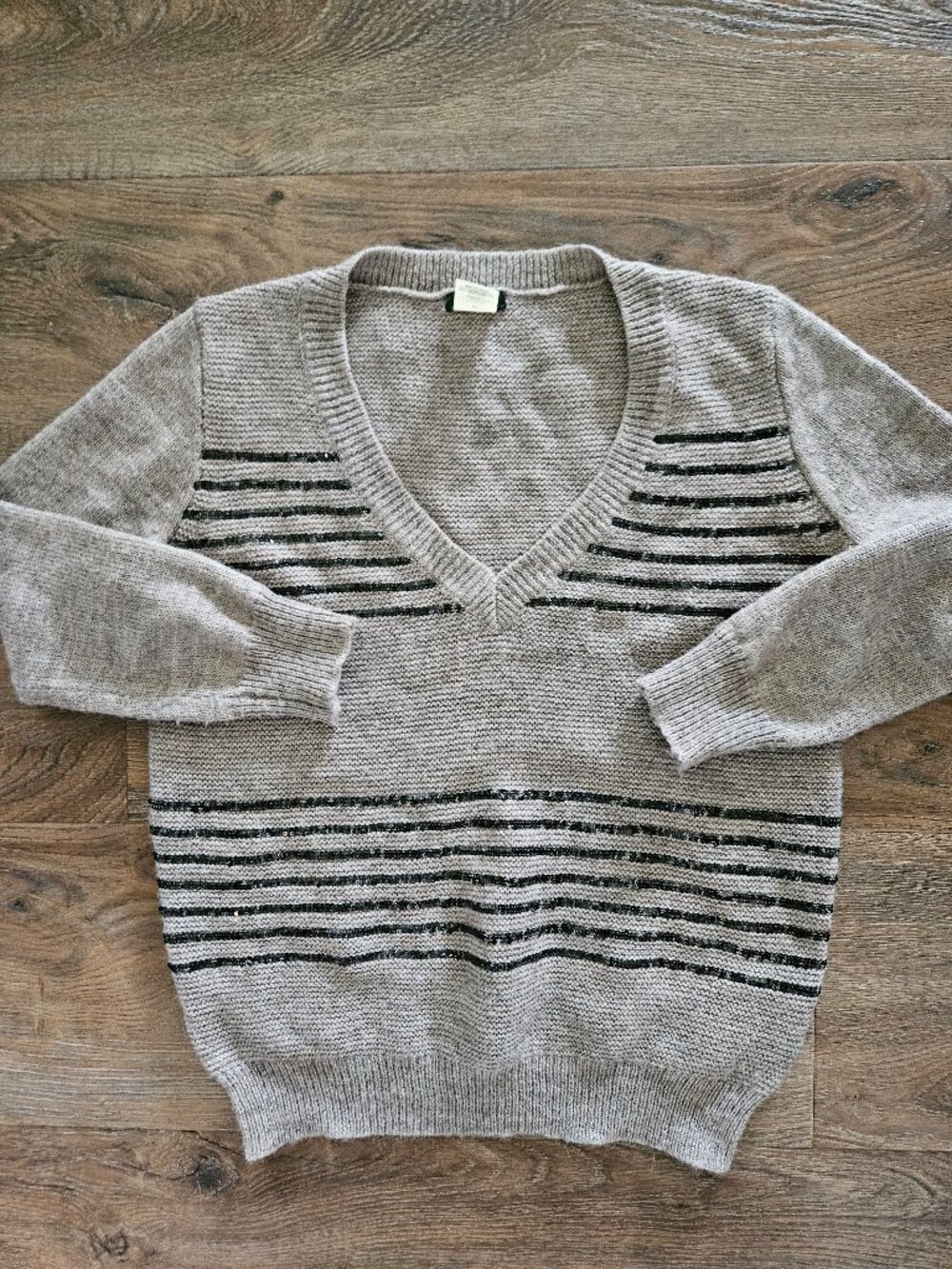 J.Crew alpaca merino wool blend sequins v neck women's sweater XS brown